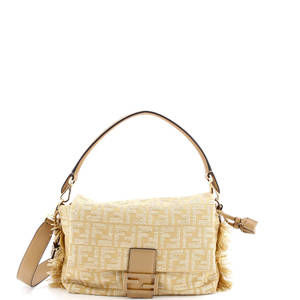 Fendi Medium Mamma Baguette NM Zucca Jacquard and Raffia